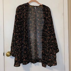 Black floral kimono